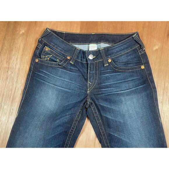 True Religion Jeans Womens Sz 30 Bootcut Dark Wash 34 X 32 Candice Embellished - Picture 7 of 16